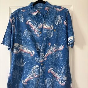 croft & barrow Blue Lobster Print Casual Button-Down Shirt